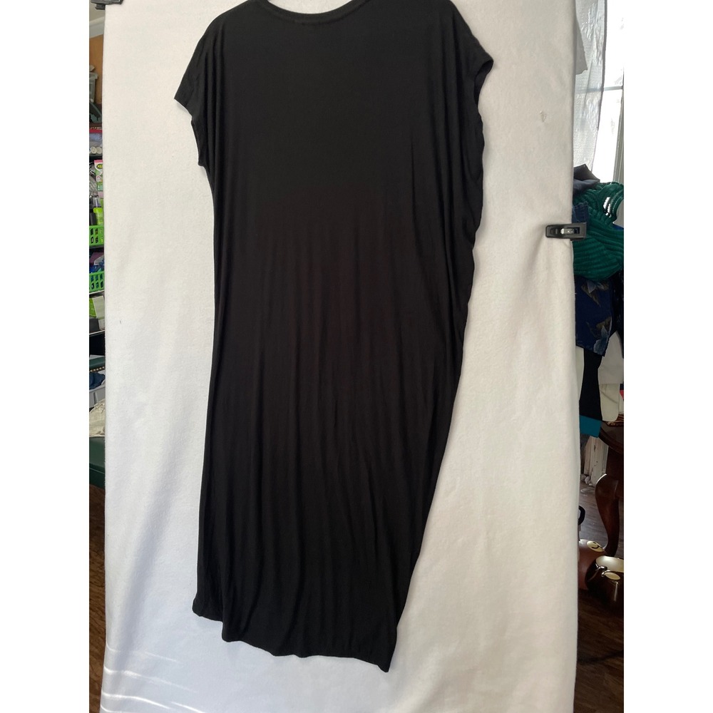 Athleta Maxi Dress Womens Small Tall Black Modal Spandex Asymmetrical Cap Sleeve - Picture 4 of 10